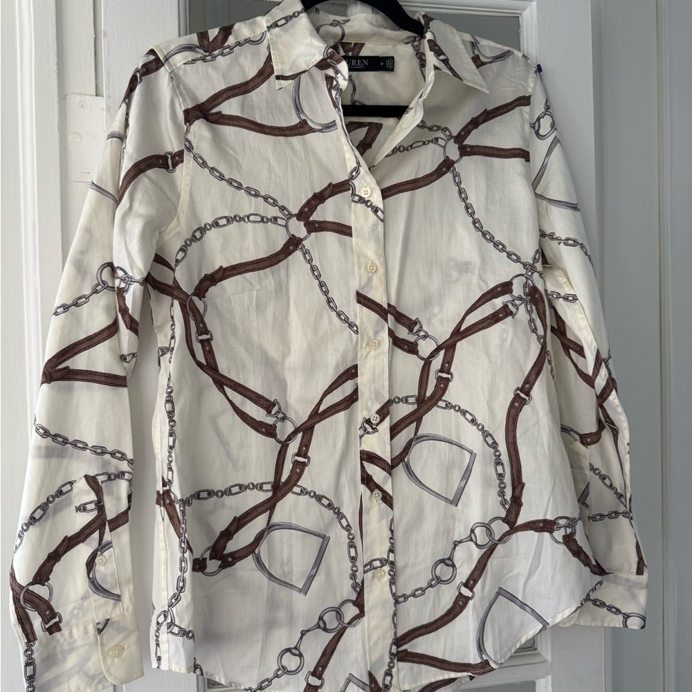 Ralph Lauren equestrian print blouse M